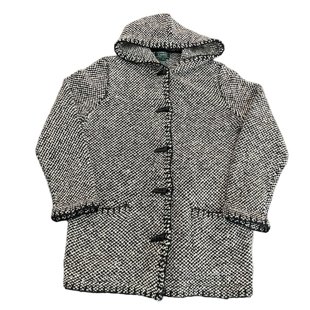 Lauren Ralph Lauren Women's Hand Knitted Lambswool Hooded Sweater Coat, Size M